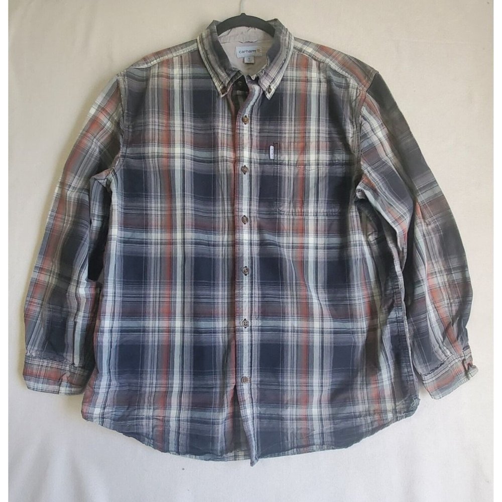 Carhartt Men XL Plaid Long Sleeve Button Down Shirt